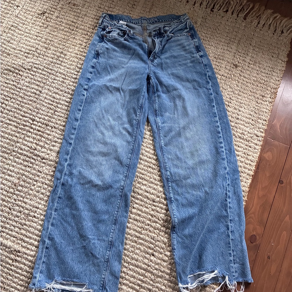 American Eagle Outfitters Women's Wide-Leg Jeans in Medium Blue